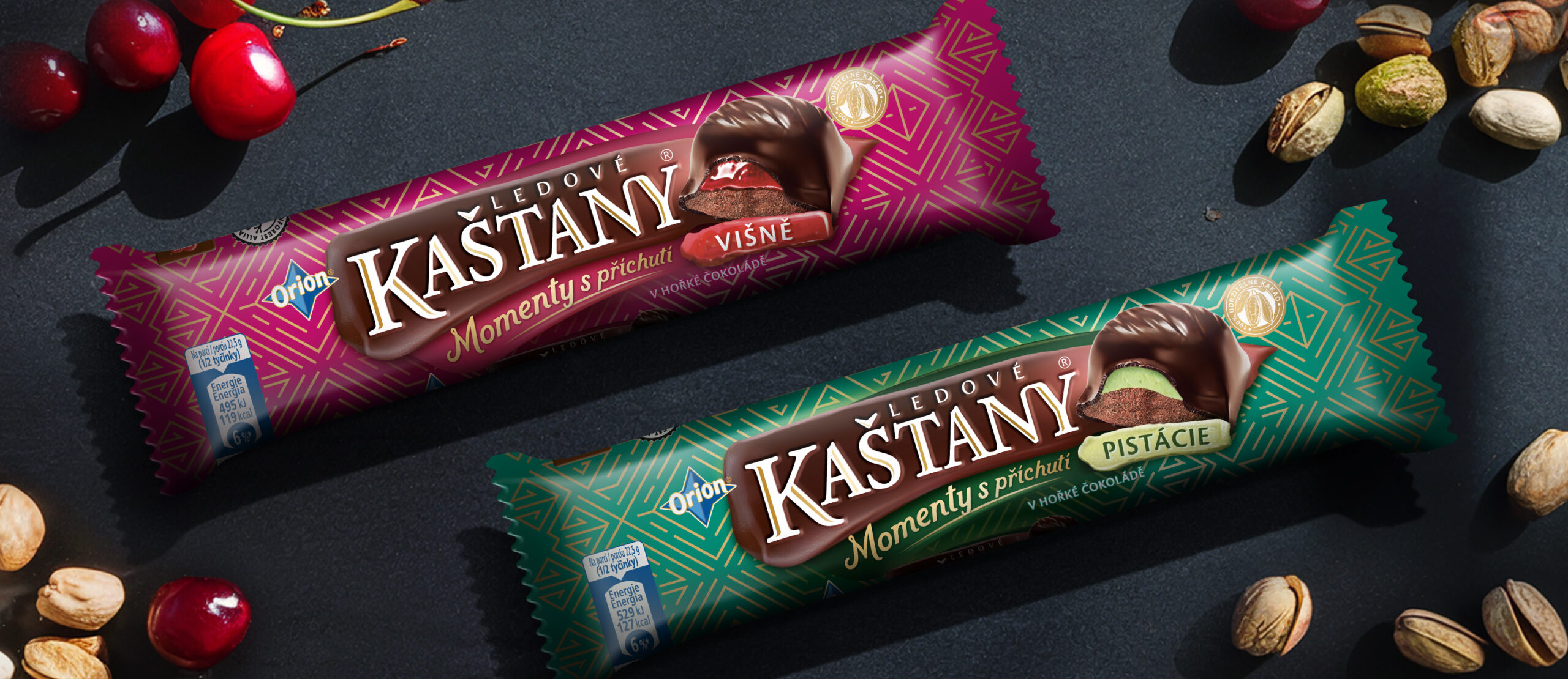 Ledové kaštany – pistácie, višeň